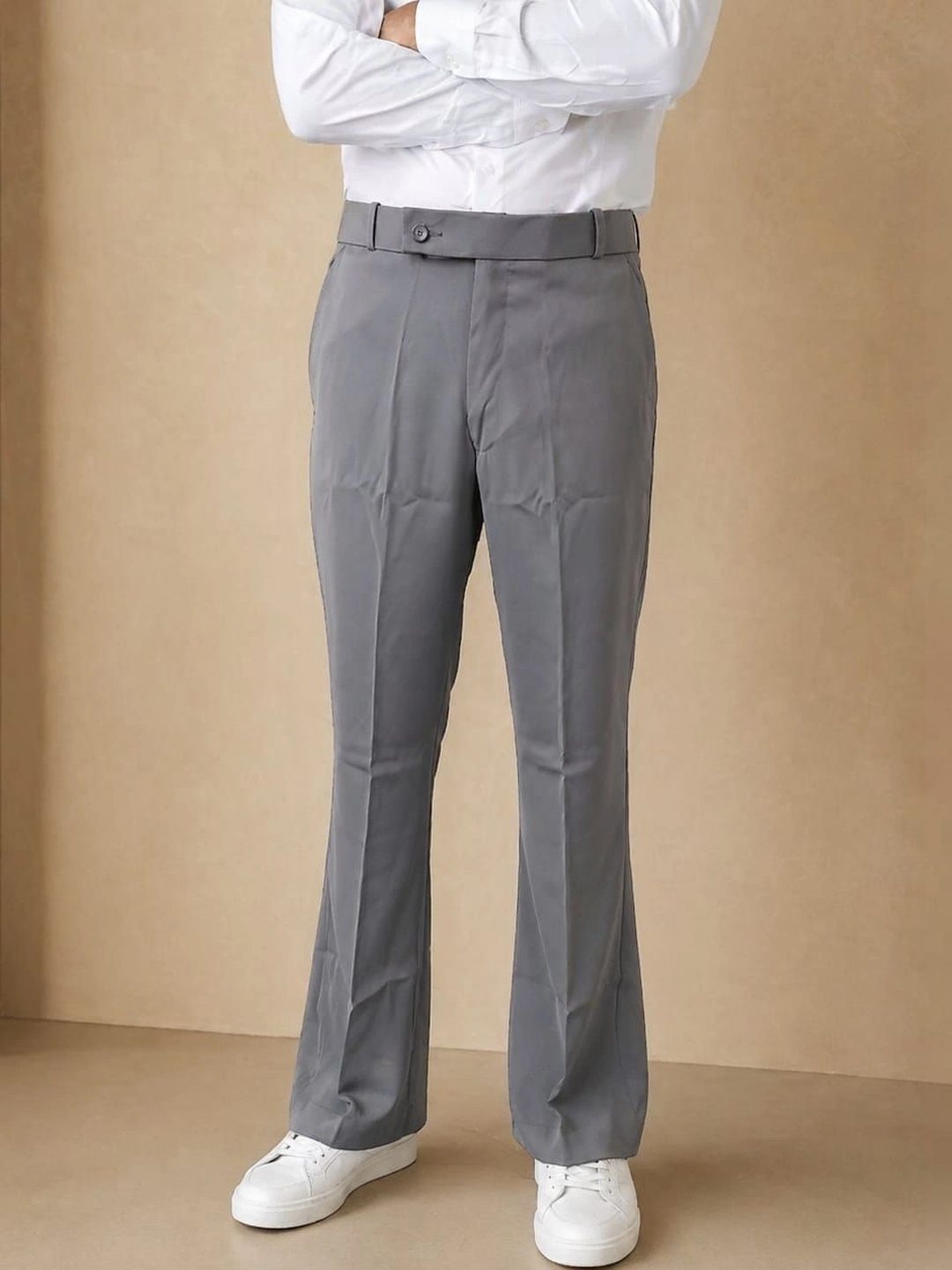 Akaz Men Tailored Flared Easy Wash Pleated Trousers-picture-40