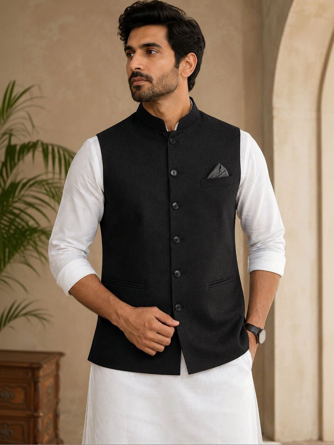 INVICTUS Woven Design Woven Nehru Jackets-picture-22
