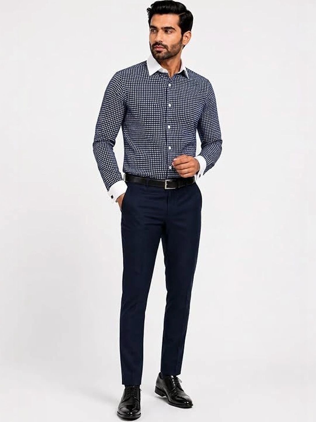 LIVIK APPAREL Men Standard Micro Checks Checked Formal Shirt-picture-17
