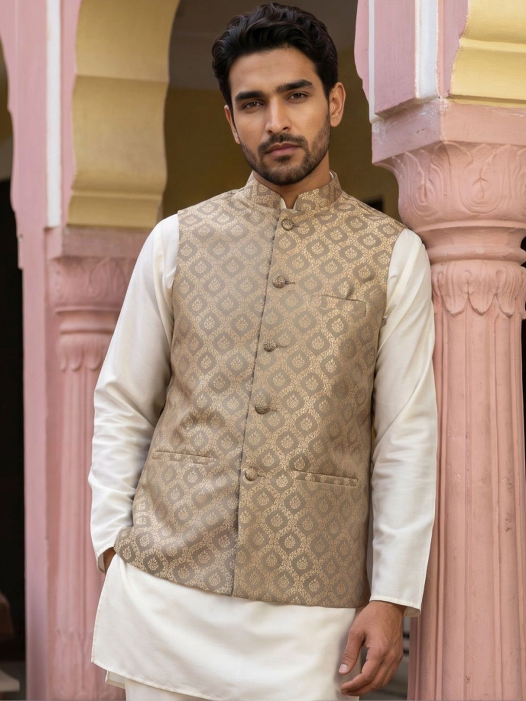 Jompers Woven Design Woven Nehru Jackets-picture-38