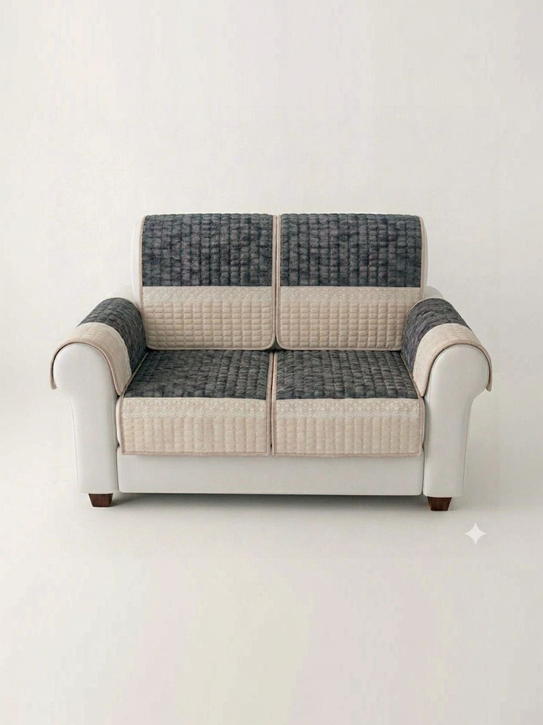RAINBOW FURNISHINGS Grey Viscose Rayon Blend Sofa Cover With Arms-picture-33