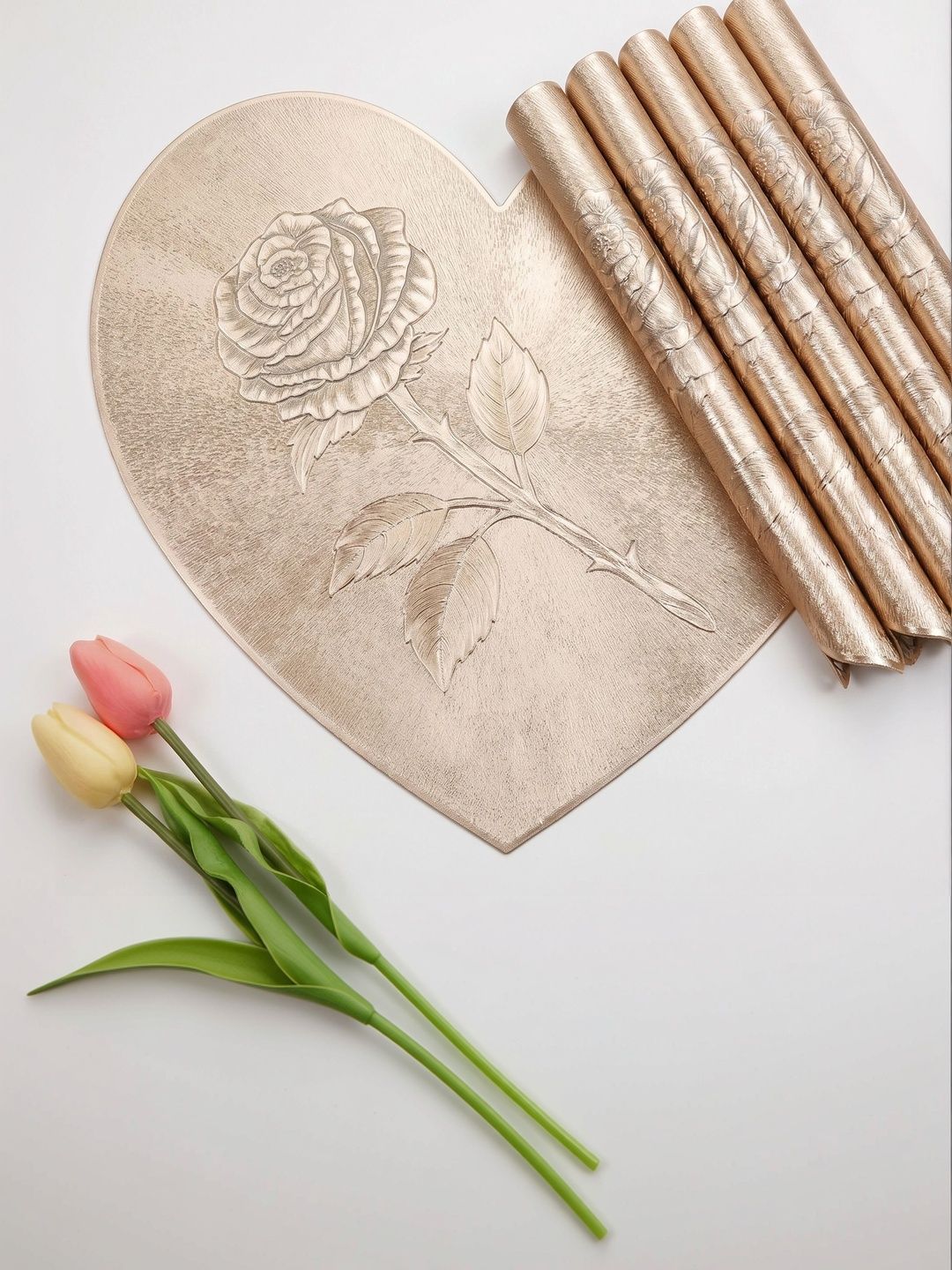 Dakshya Industries 6 Pieces Textured Heart Table Placemats-picture-24