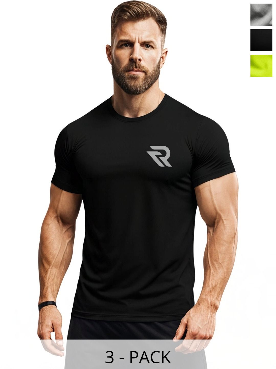 3Colors Men Brand Logo 3 Printed Moisture Wicking T-shirt-picture-38