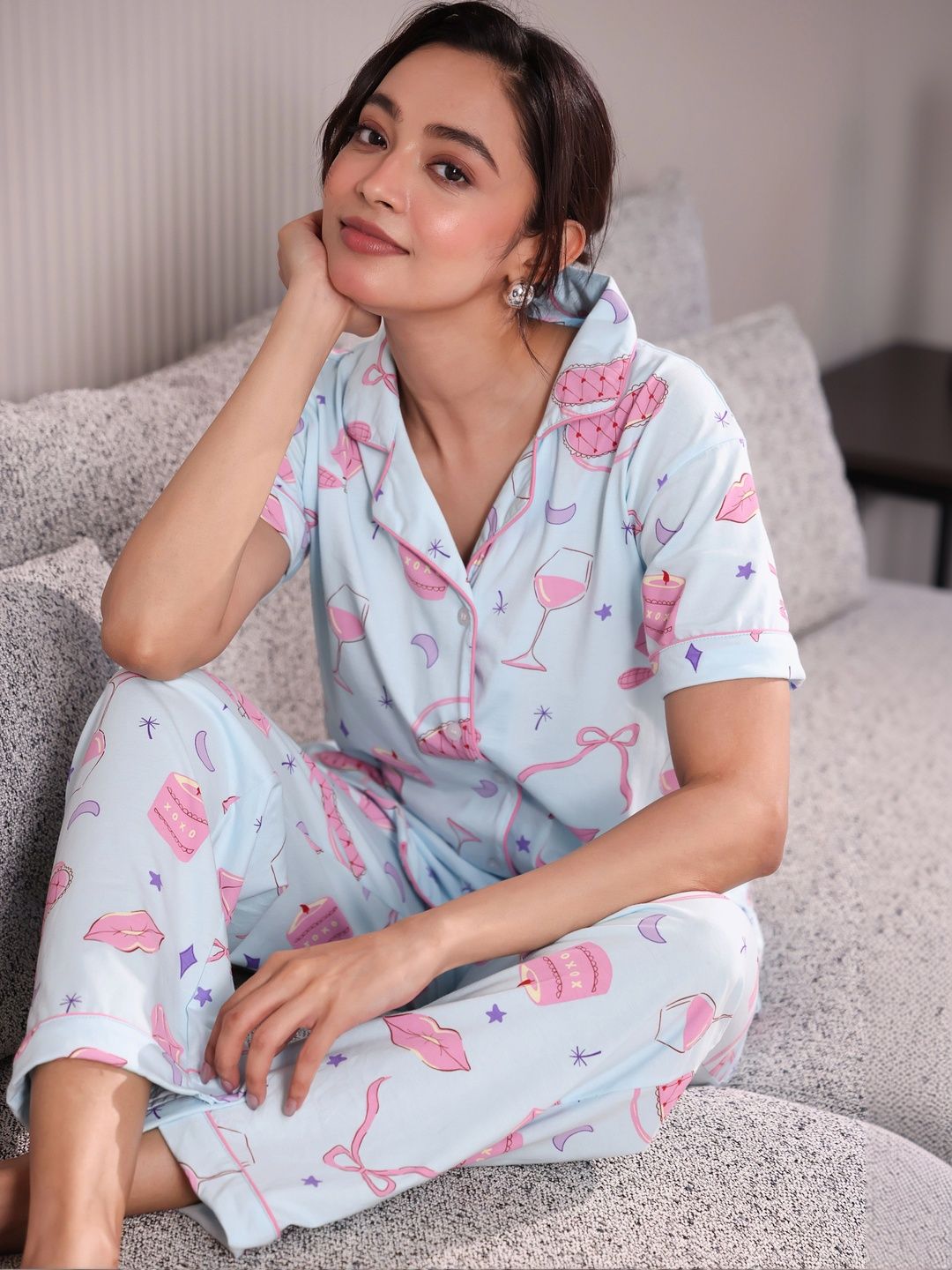 NAP STORY Women Pink Whisper Night suit-picture-22
