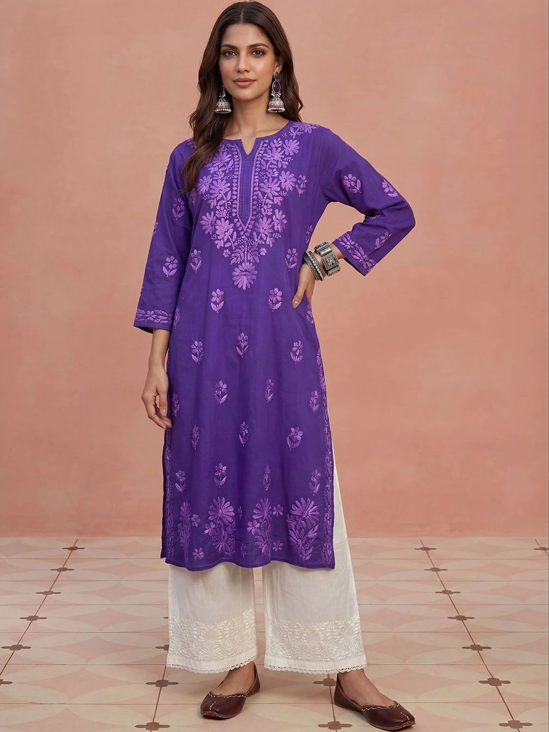 House of Chikankari Women Embroidered Chikankari Kurta-picture-30