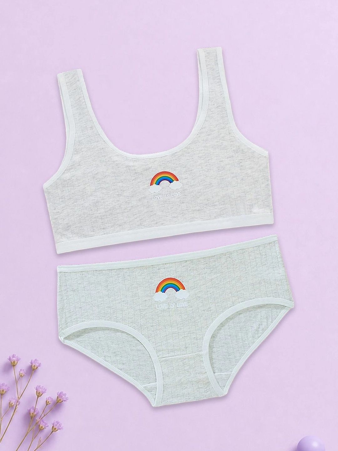 FOREVER FRIDAY Girls Self Design Non-Wired Mid-Rise Lingerie Set-image-28
