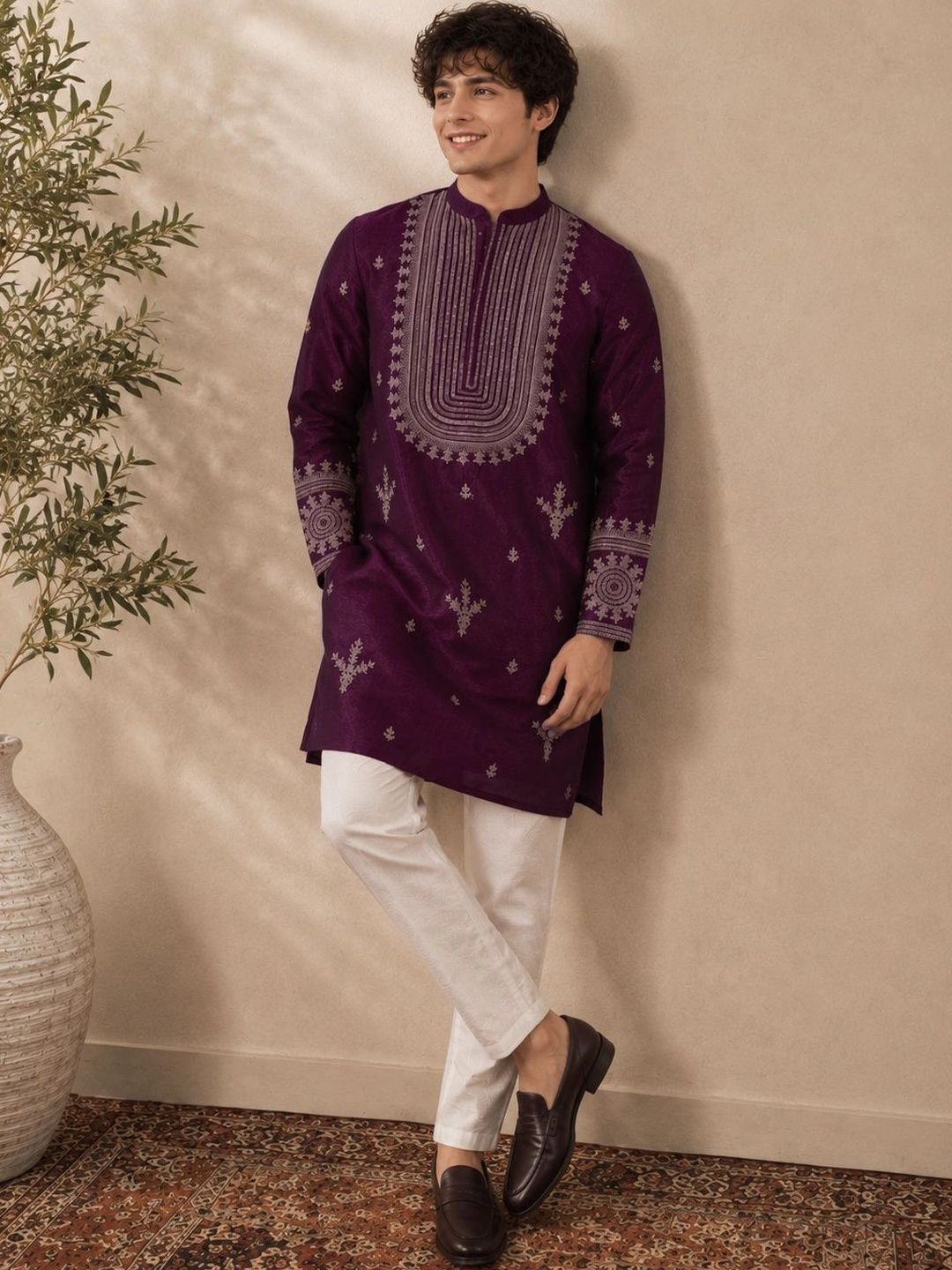 House of Pataudi Men Embroidered Thread Work Kurta-picture-19