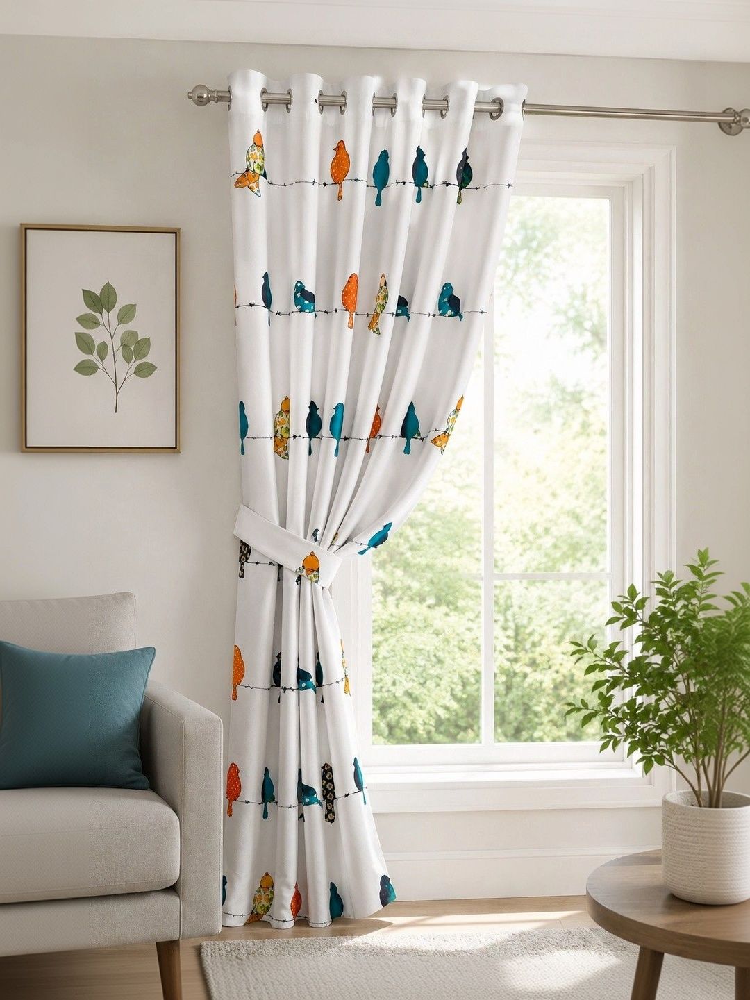 Aura White & Orange Room Darkening Door Curtain-picture-7