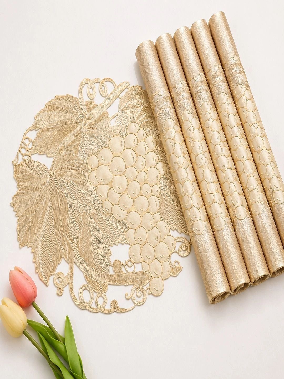 Dakshya Industries 6 Pieces Beige Round Table Placemats-picture-36