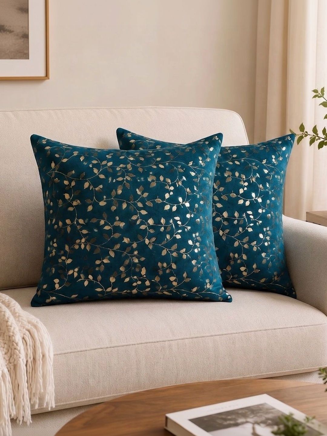 MONKDECOR Green Set of 2 Velvet Square Cushion Covers-image-45