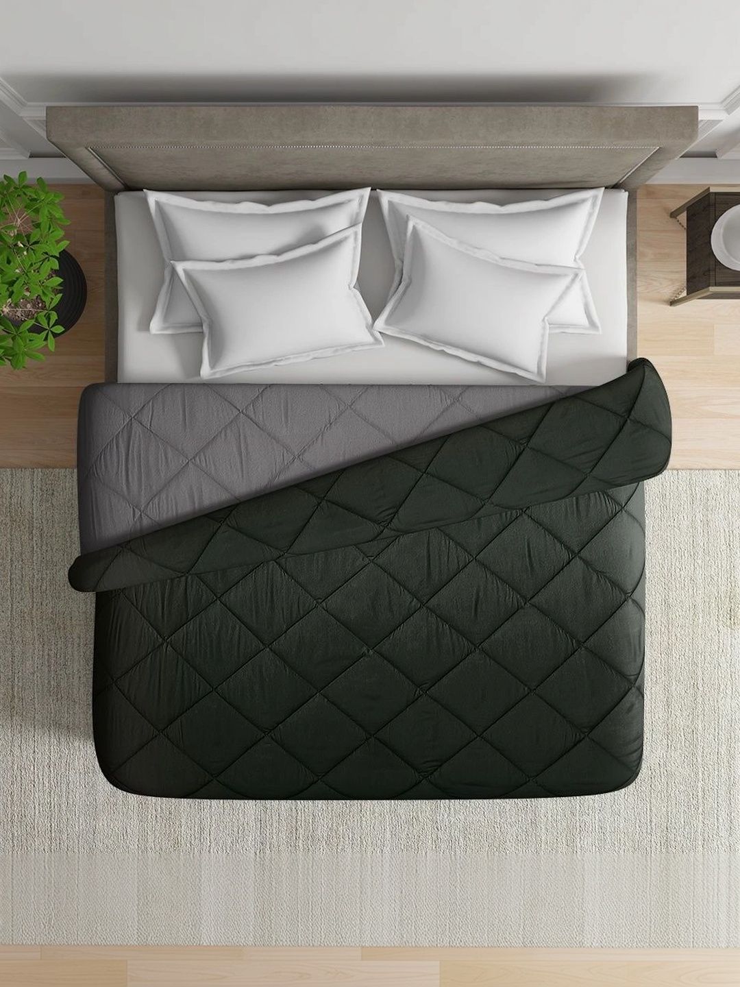 wakefit Black & Grey AC Room 210 GSM Quilt-picture-24