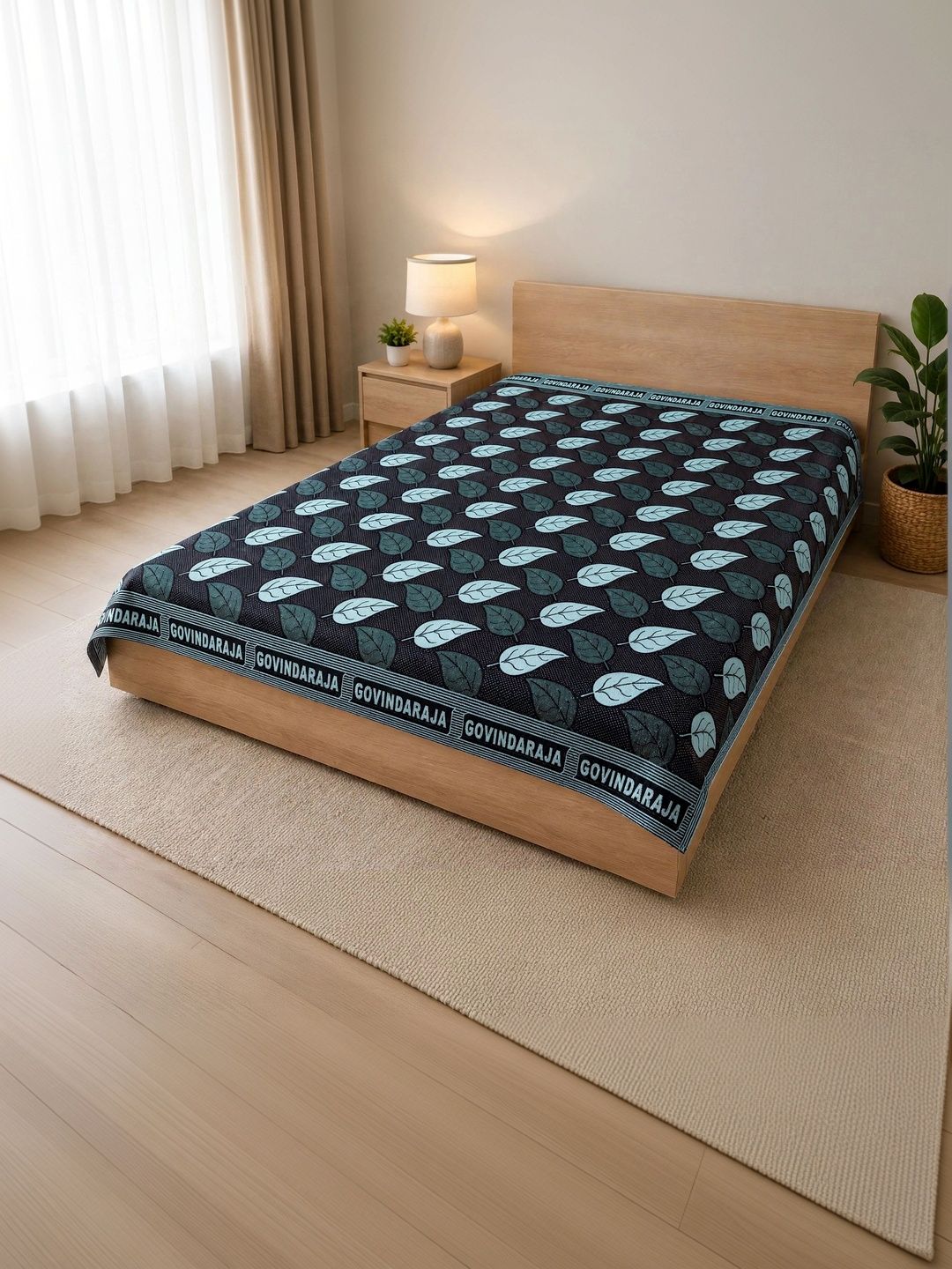 TUNI MANI Blue & Maroon Floral AC Room 300 GSM Blanket-image-26
