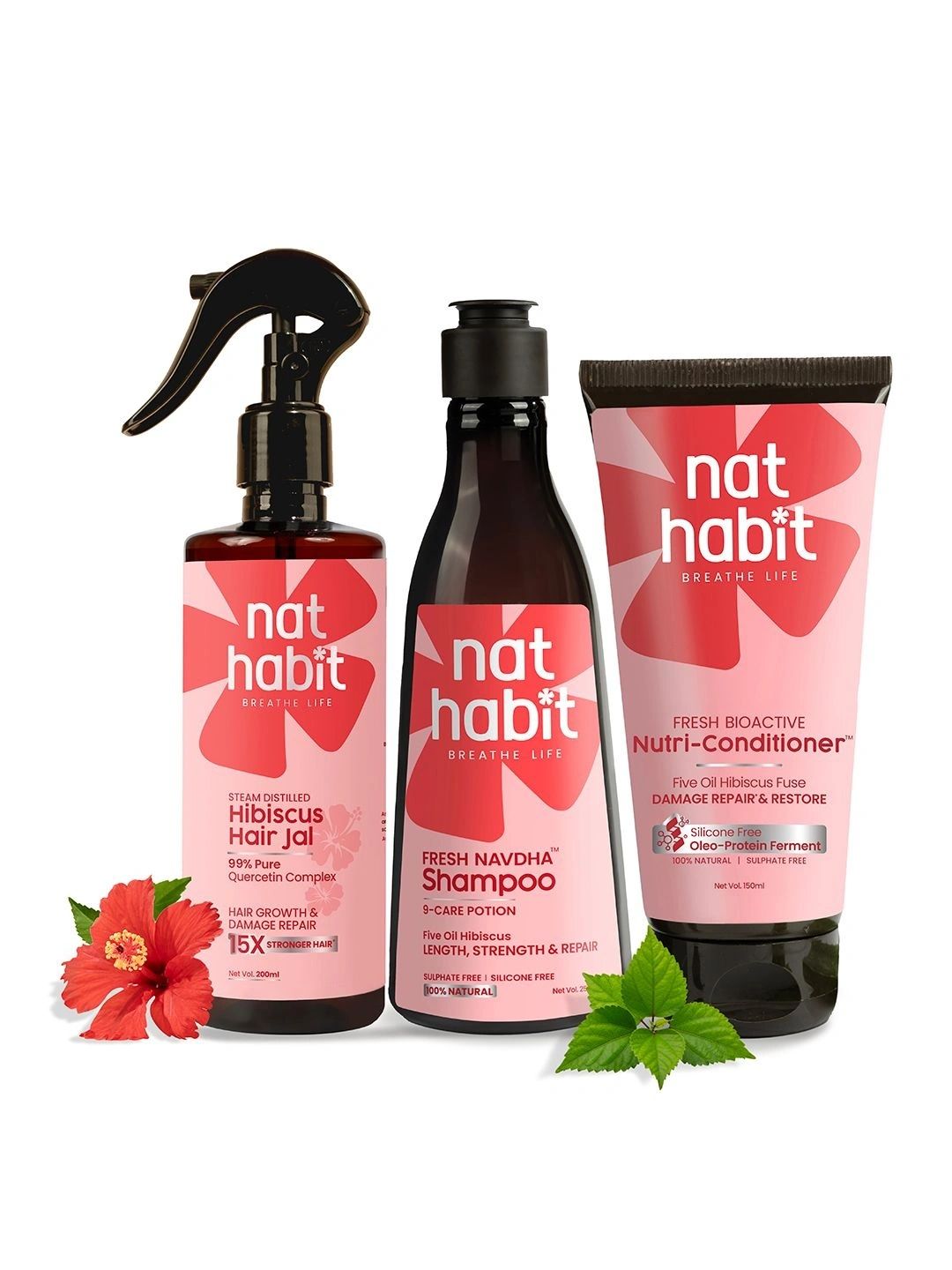 Nat Habit Set Of 3 Hibiscus Hair Spray - 200 ml, Shampoo - 250 ml With Conditioner - 150ml-picture-3