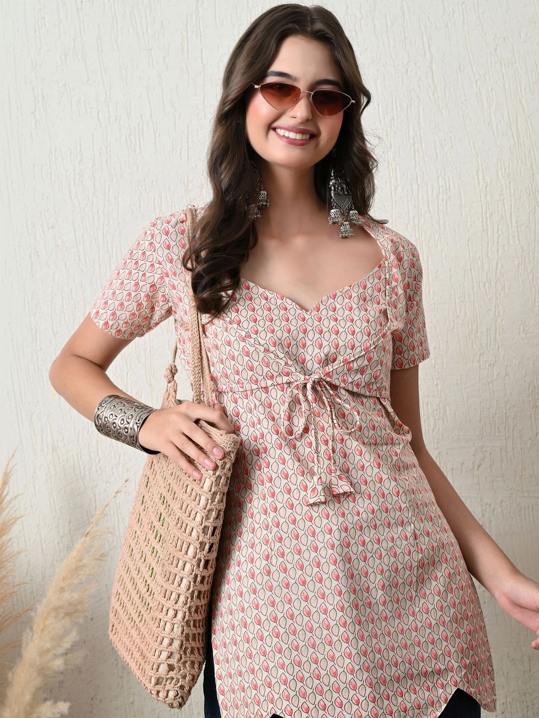 Anouk Rustic Printed V-Neck Pure Cotton Kurti-picture-29