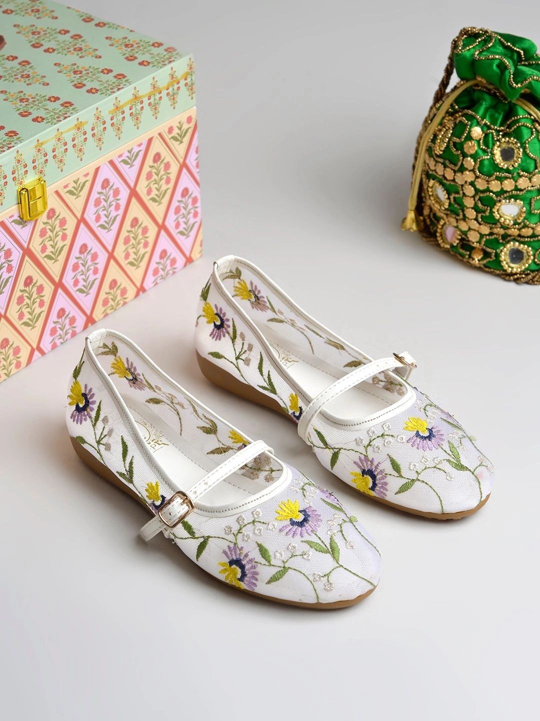 Shoetopia Embellished Round Toe Buckle Ballerinas-picture-17