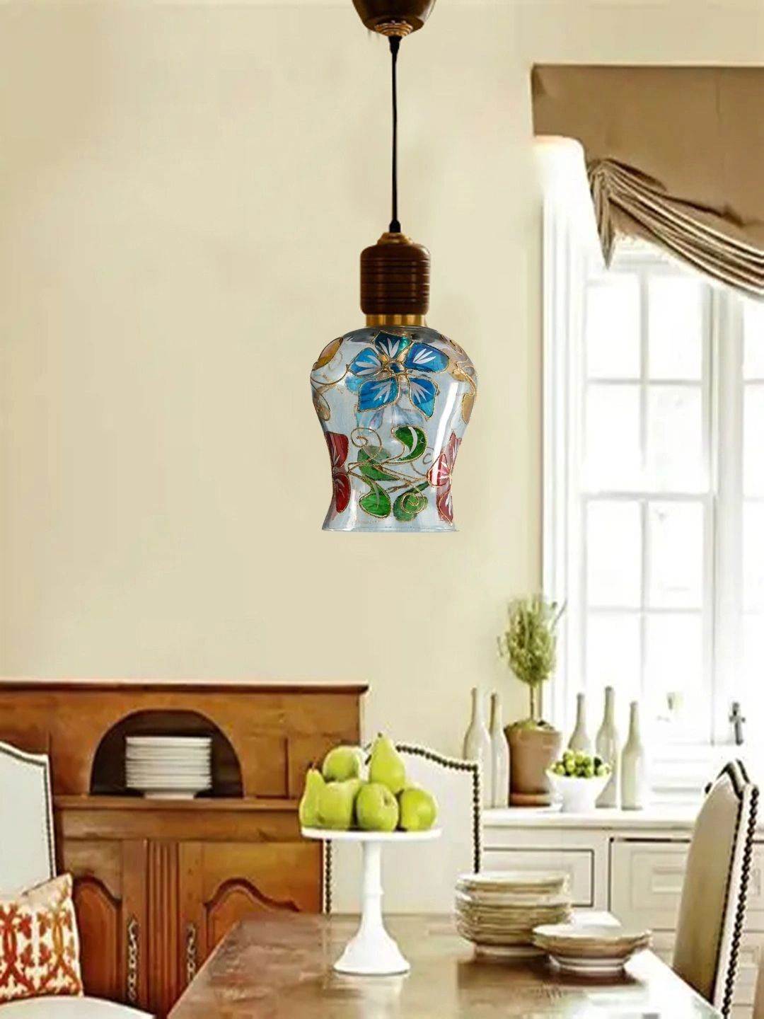 Myntra Elegant Homes Multicoloured Printed Glass Ceiling Lamp-picture-11