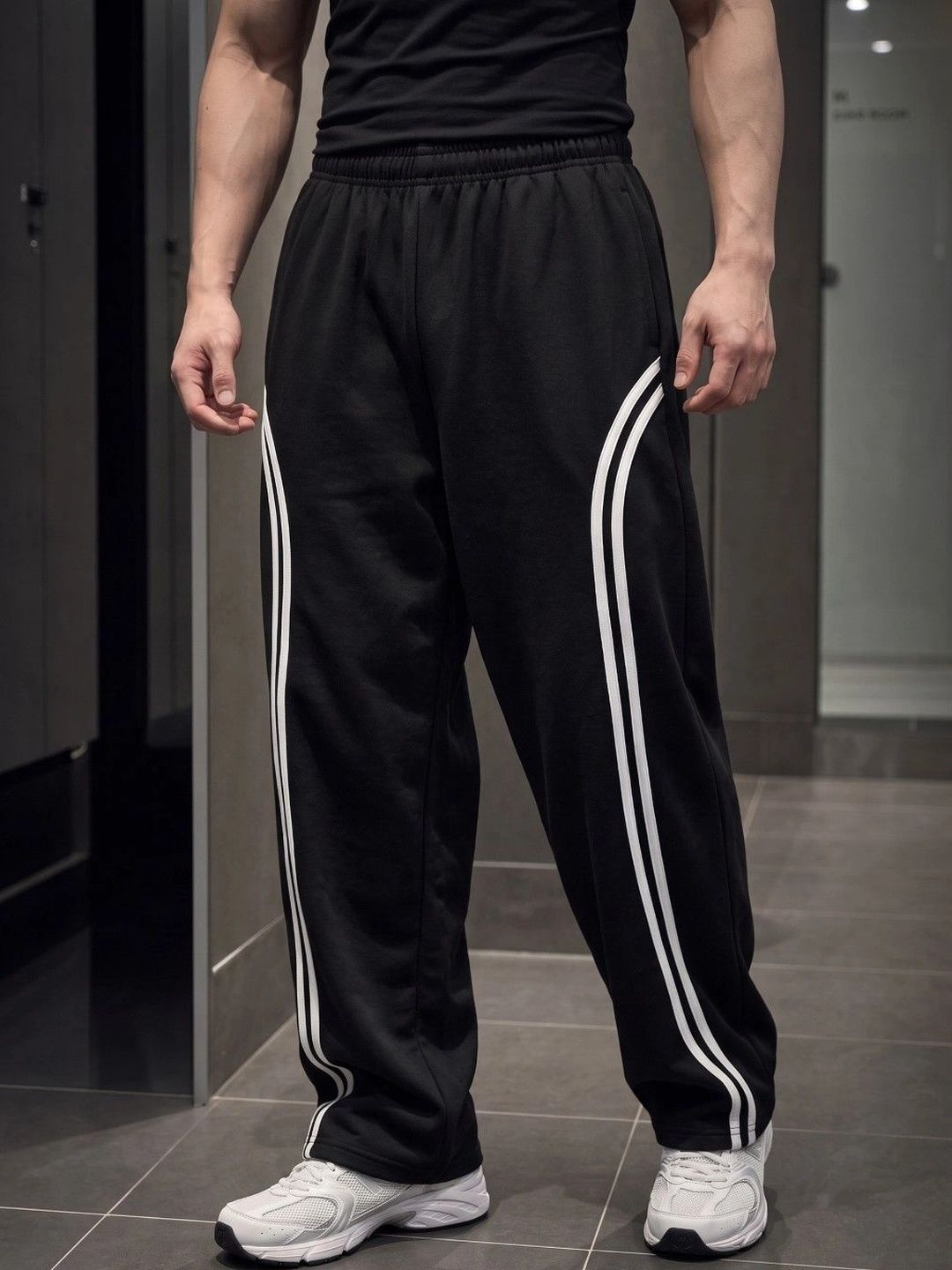 THE CLASSIC TOGS Men Wide Leg Striped Track Pants-picture-12