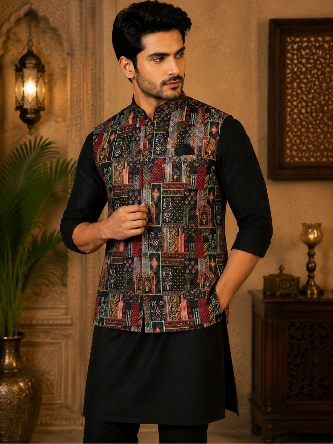 WANAS Printed Brocade Nehru Jackets-picture-39