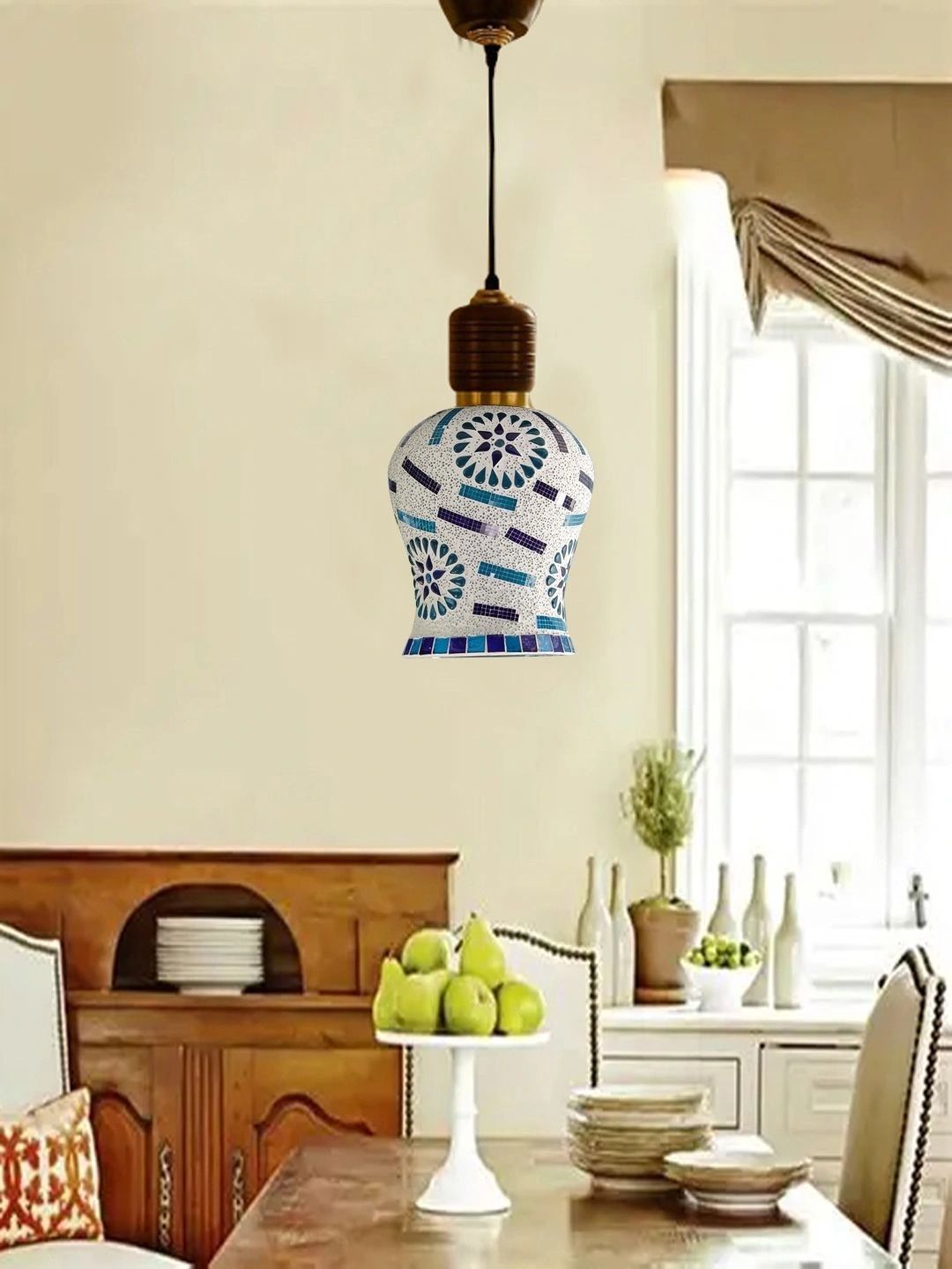 Myntra Elegant Homes Multicoloured Printed Glass Ceiling Lamp-picture-44