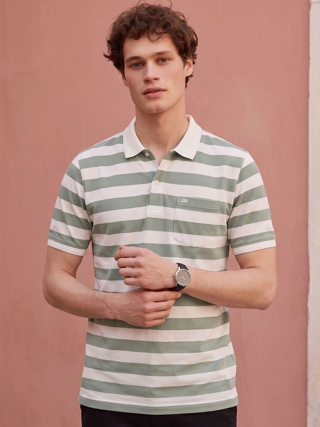 Peter England Casuals Men Striped Polo Collar Pockets T-shirt-picture-36