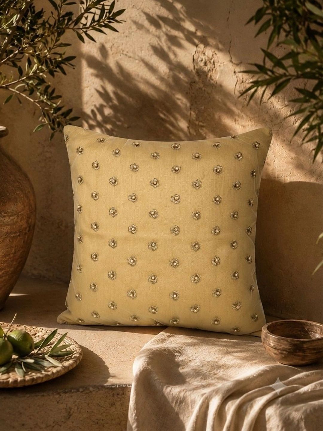 Mezposh Mustard & Green Floral Square Cushion Covers-image-35