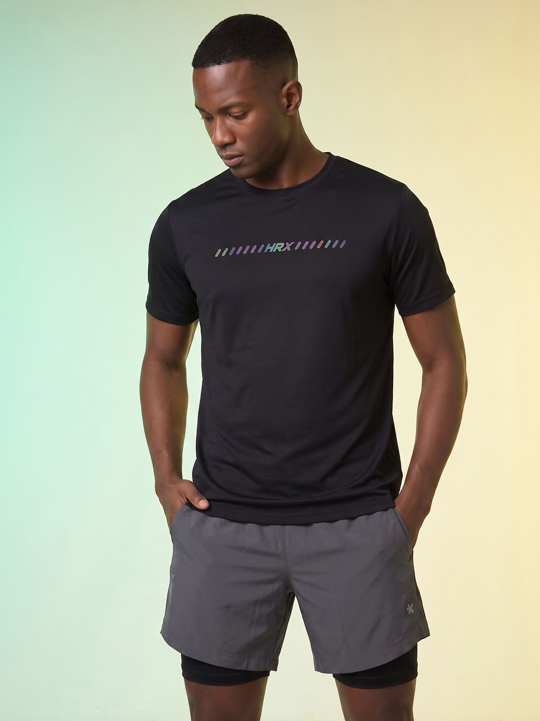 HRX by Hrithik Roshan Brand Logo Printed Rapid Dry Training T-shirt-picture-29