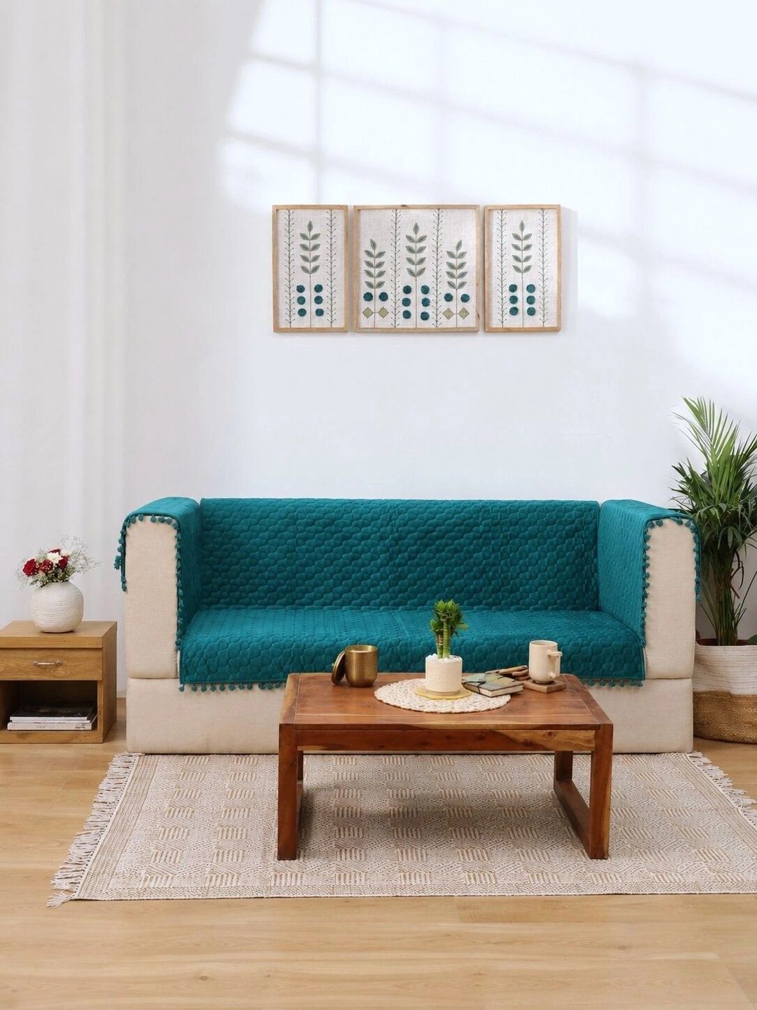 eyda Green 3 Piece Sofa Cover With Arms-picture-43