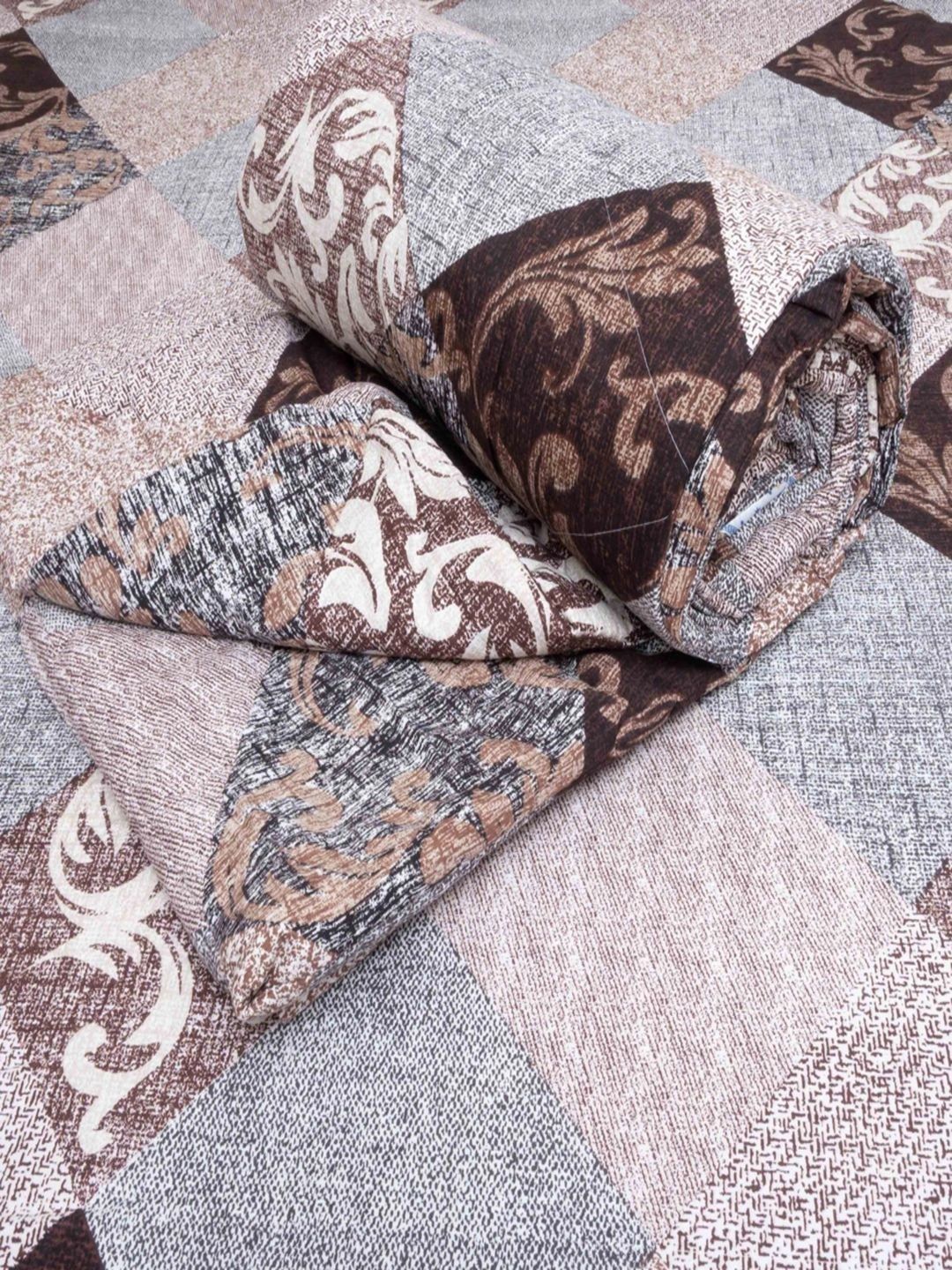 Threadwear Multicoloured & Brown Floral Polycotton 1 Piece Double Queen Regular Bedding Set-picture-18