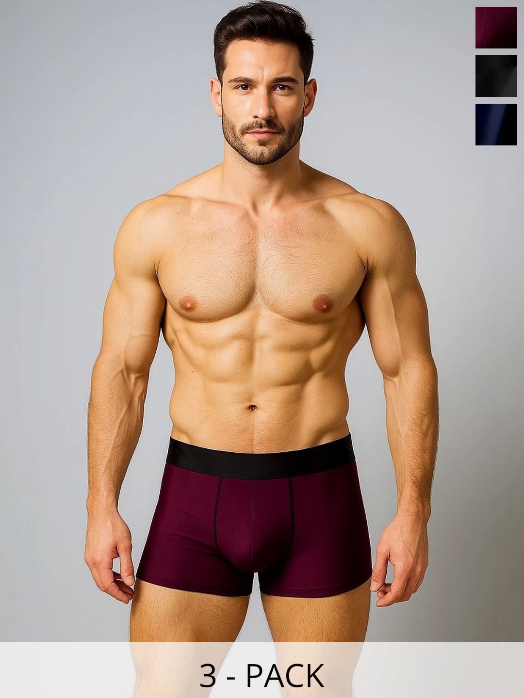 JISHVA Pack of 3 Solid Trunks-picture-12