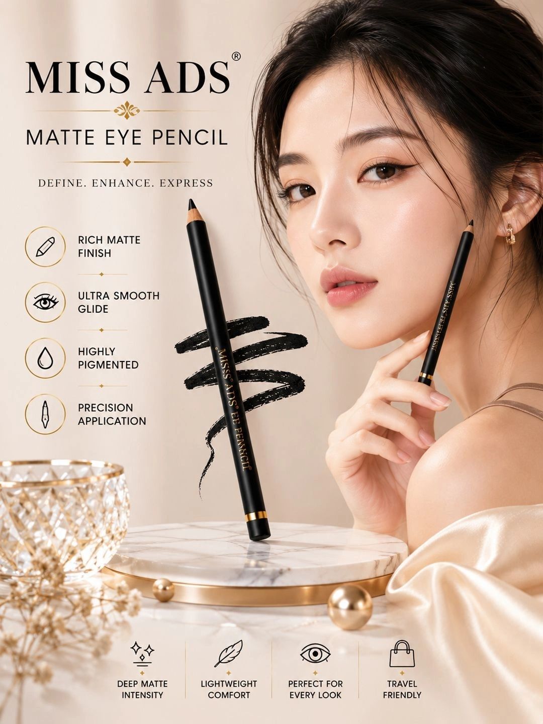 MISS ADS Long Lasting Black Matte Eye Pencil-picture-14