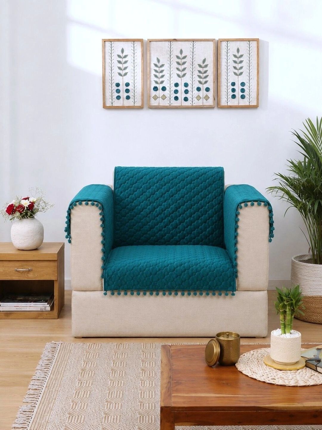 eyda Green 3 Piece Sofa Cover With Arms-picture-21
