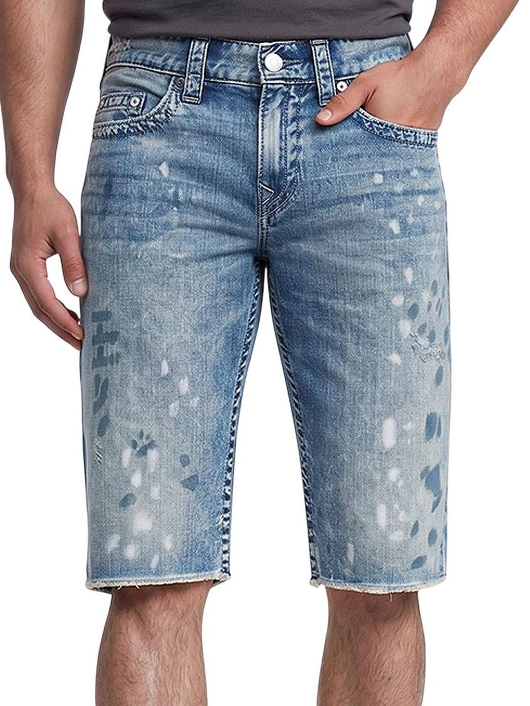 True Religion Men Ricky Straight Washed Denim Shorts-picture-41