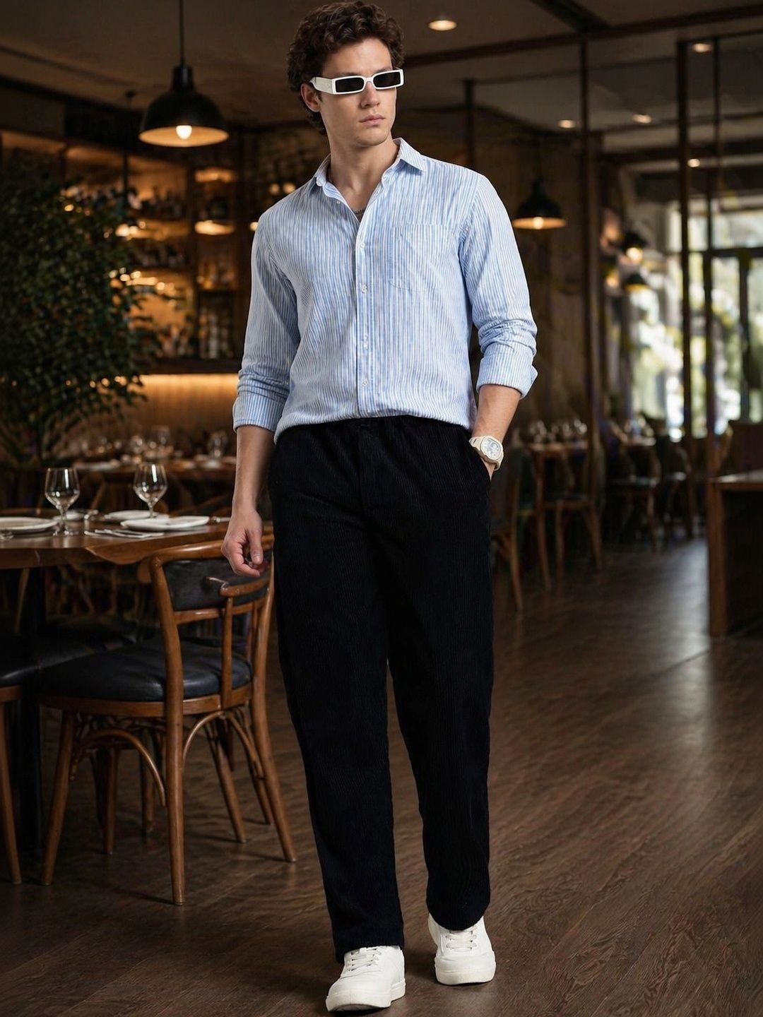 Moda Rapido Men Striped Cotton Trousers-picture-25