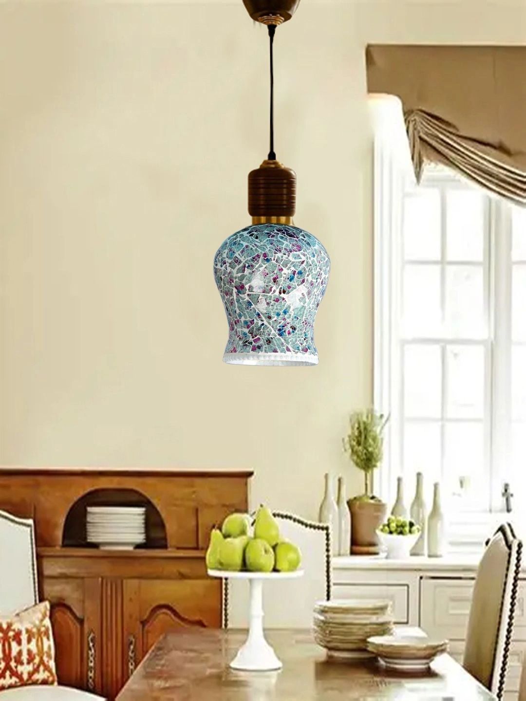Myntra Elegant Homes Multicoloured Textured Glass Ceiling Lamp-picture-36