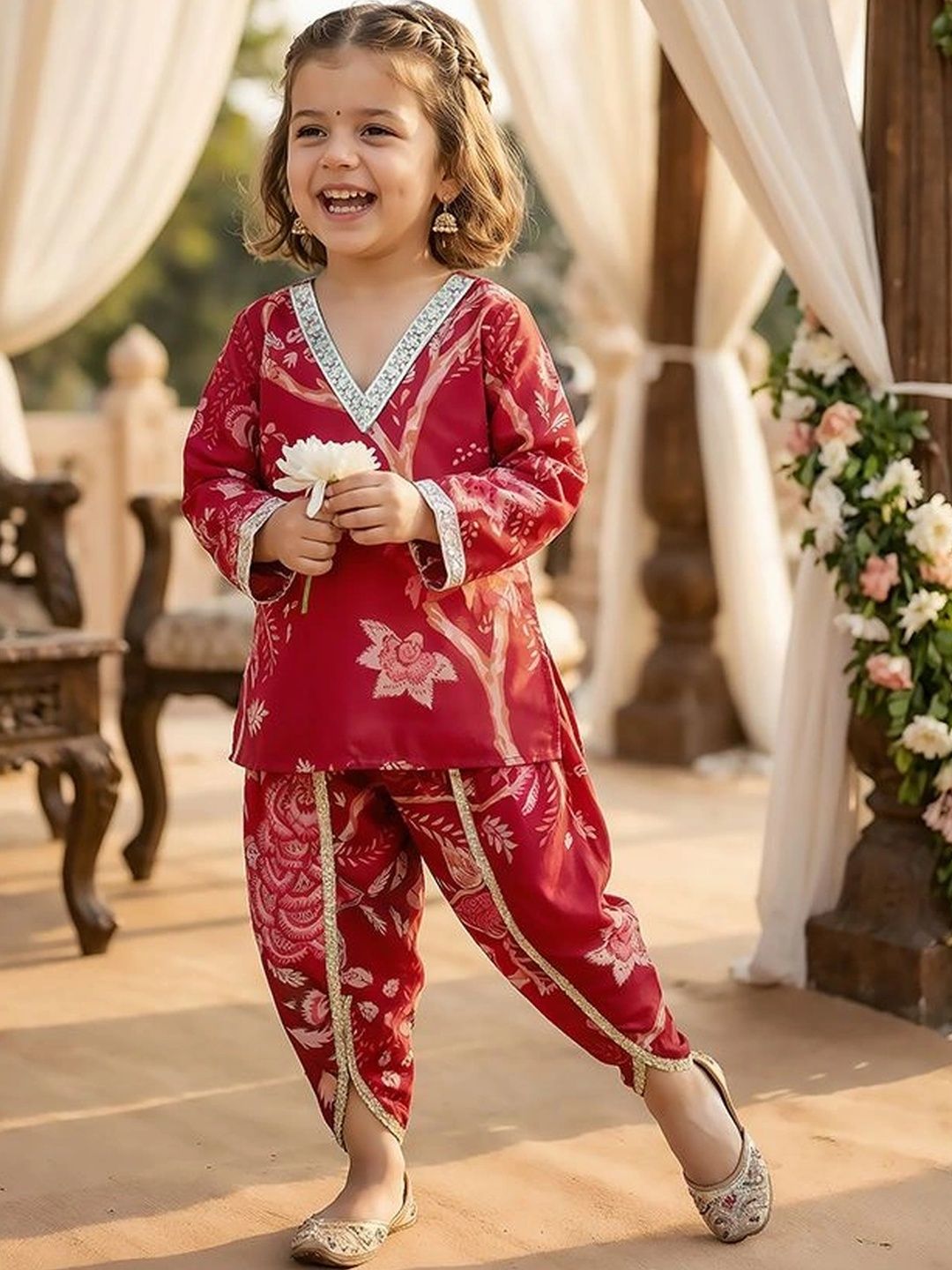 MINI MARVEL Girls Printed Tunic with Dhoti Pants-picture-48