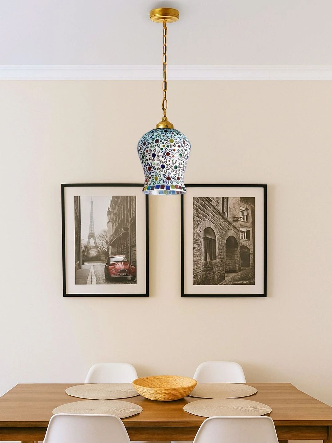 Myntra Elegant Homes Multicoloured Printed Glass Ceiling Lamp-picture-24