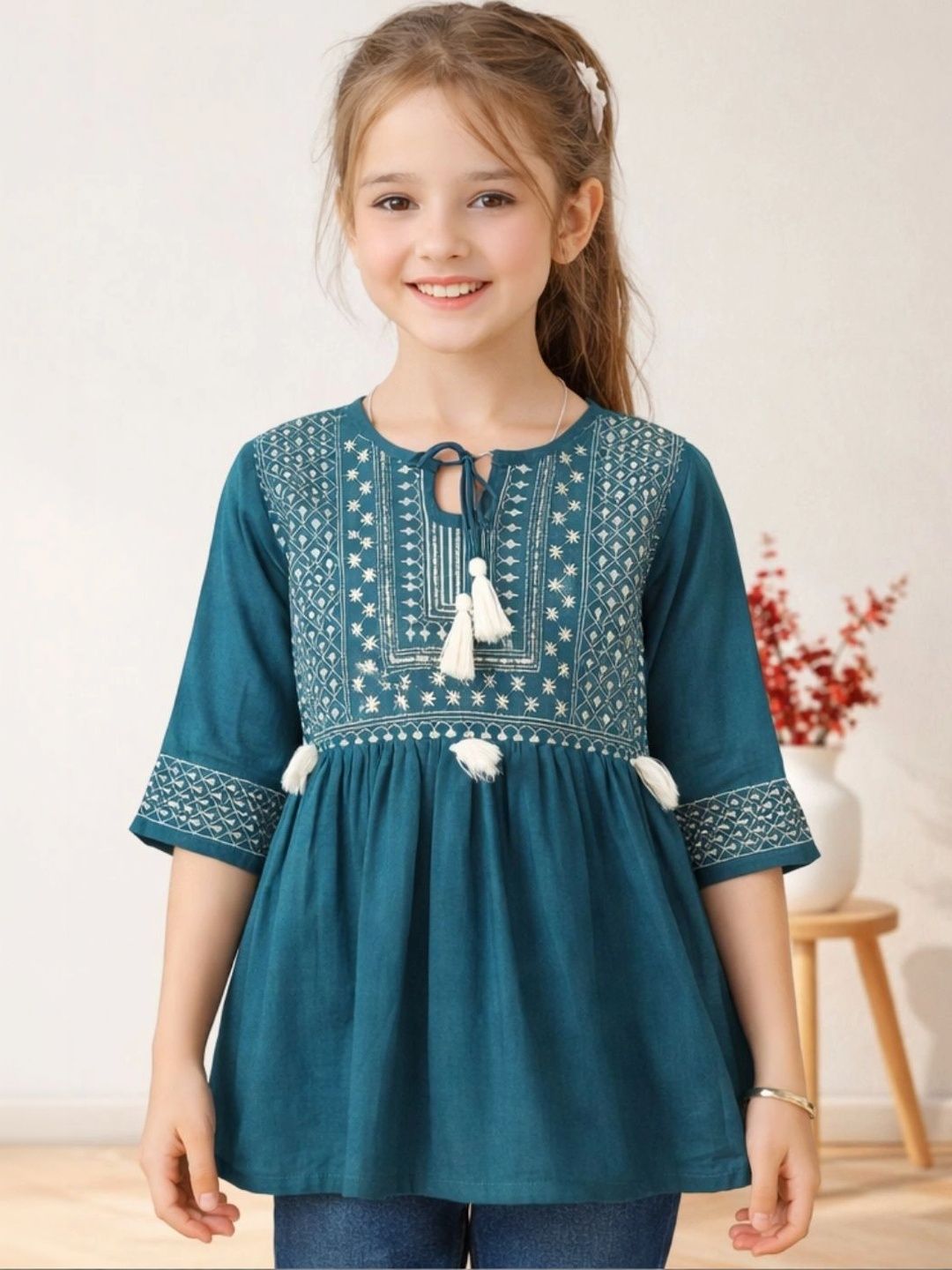 Ishti Embellished Embroidered Ethnic Cotton Blend Top-picture-44