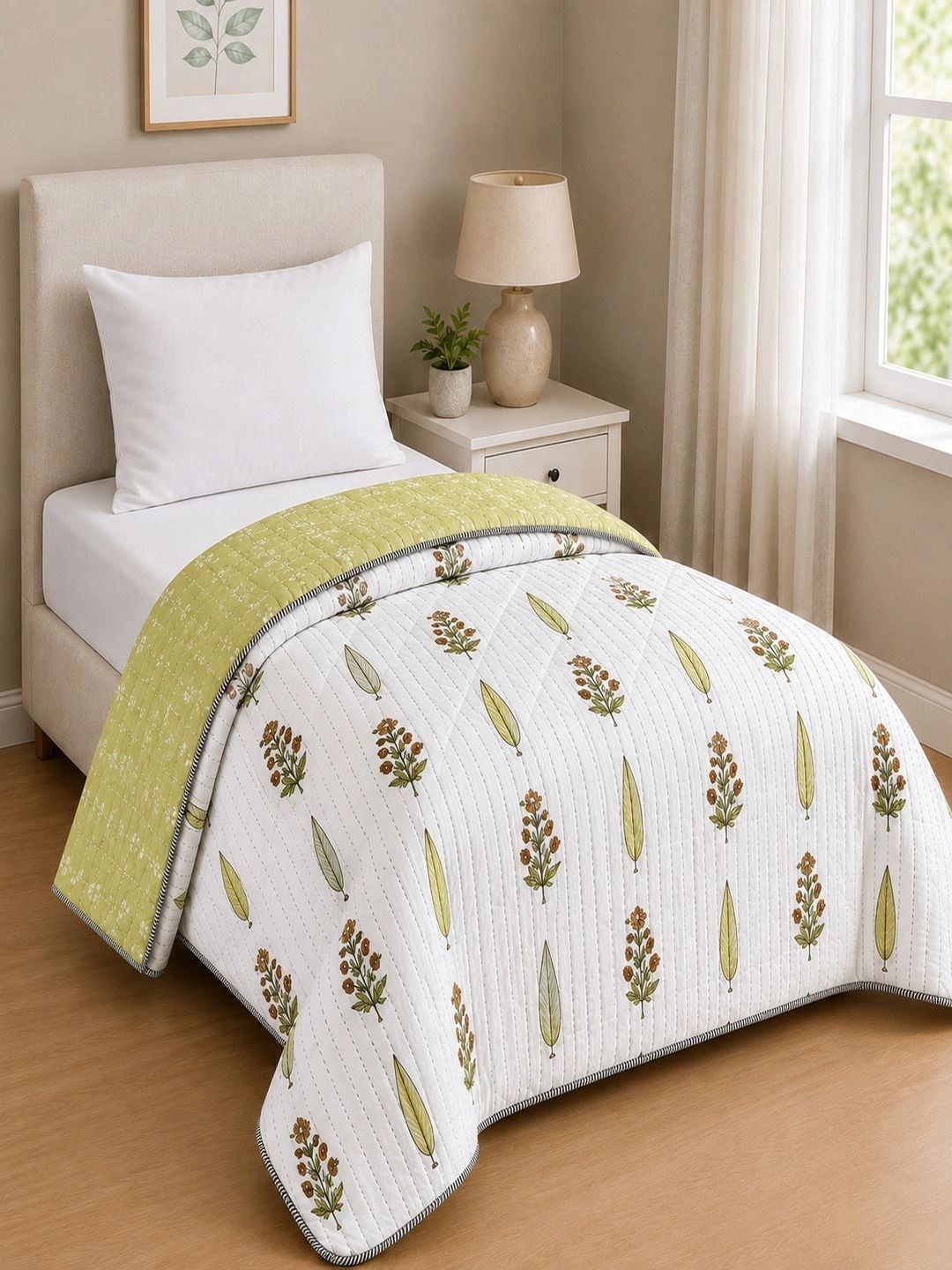 Myntra Elegant Homes Yellow & White Floral AC Room 210 GSM Quilt-picture-39
