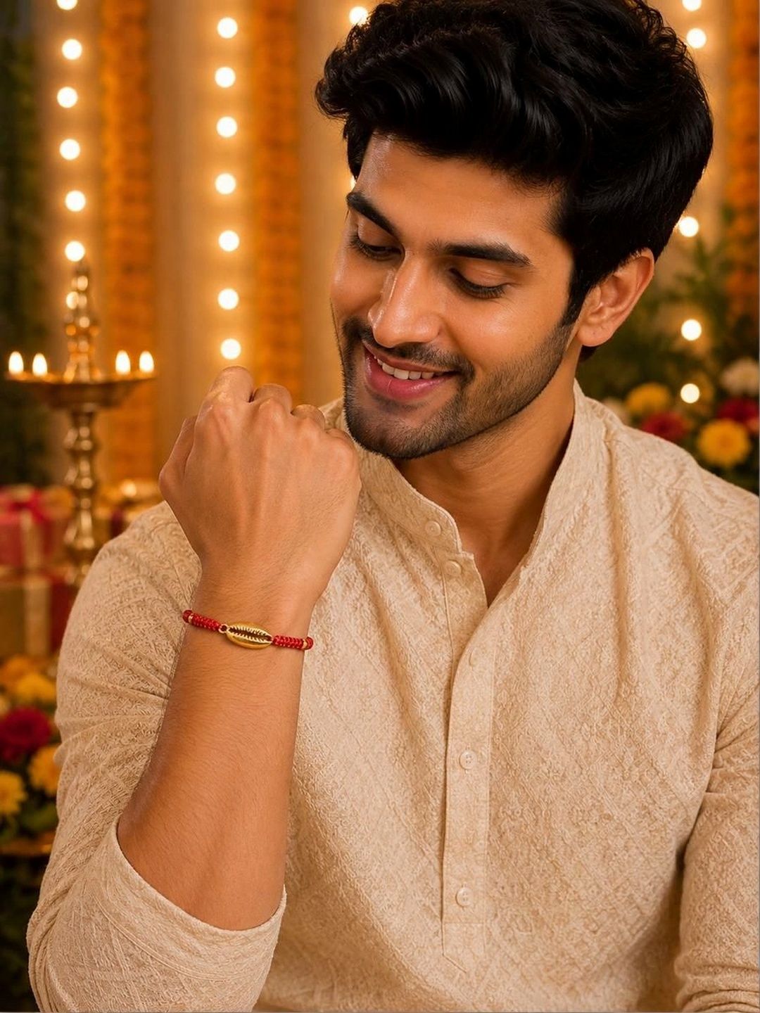 EL REGALO Men Handcrafted Gold-Plated Multistrand Rakhi-image-20