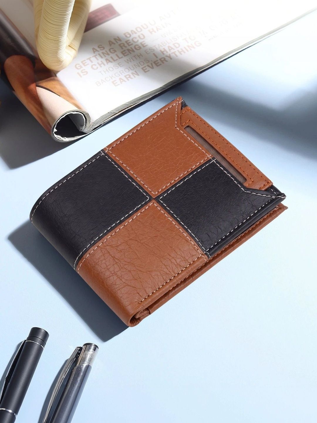 BIF Men Colourblocked PU Two Fold Wallet-picture-35
