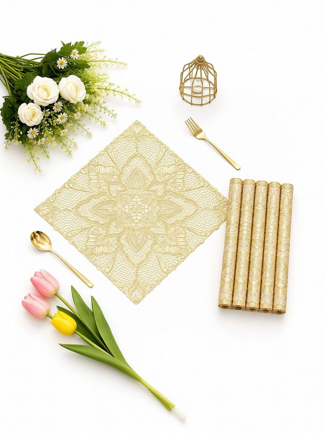 Dakshya Industries 6 Pieces Textured Square Table Placemats-picture-47
