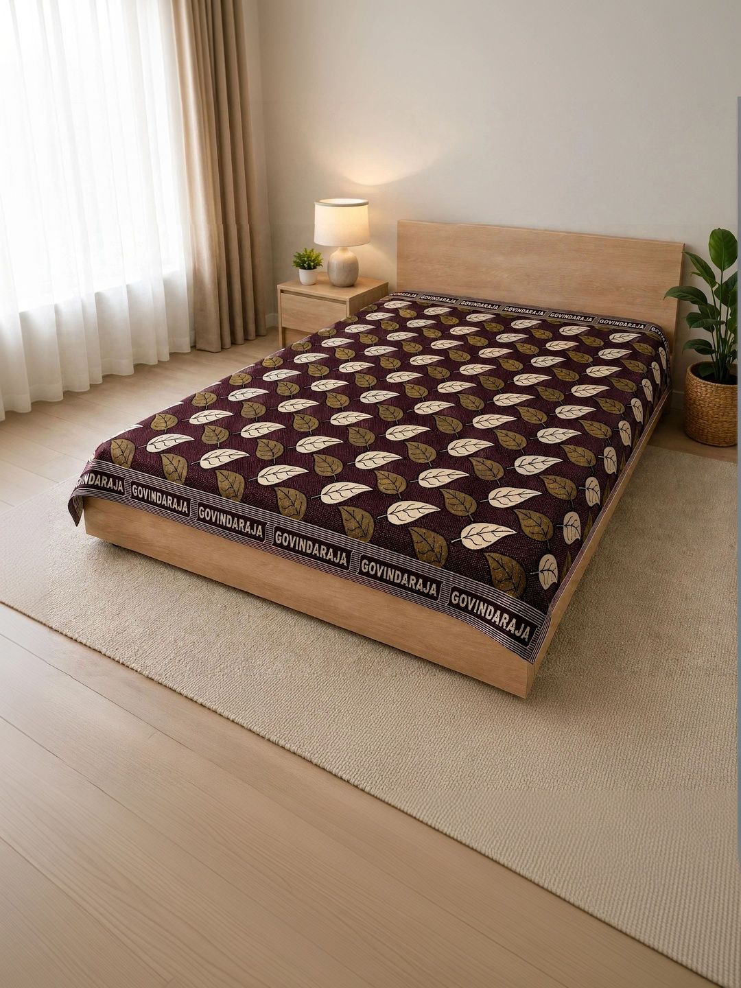 TUNI MANI Maroon & Yellow Floral AC Room 300 GSM Blanket-picture-30