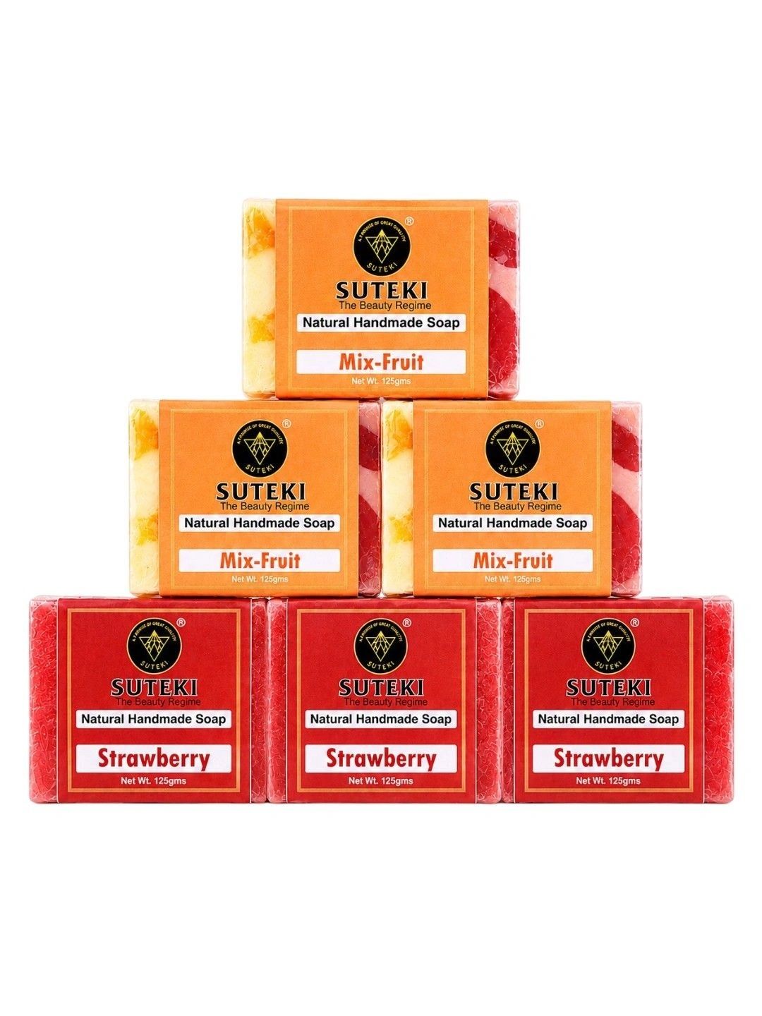 SUTEKI Set Of 6 Mix Fruit & Strawberry Natural Handmade Soap - 125 g Each-picture-25