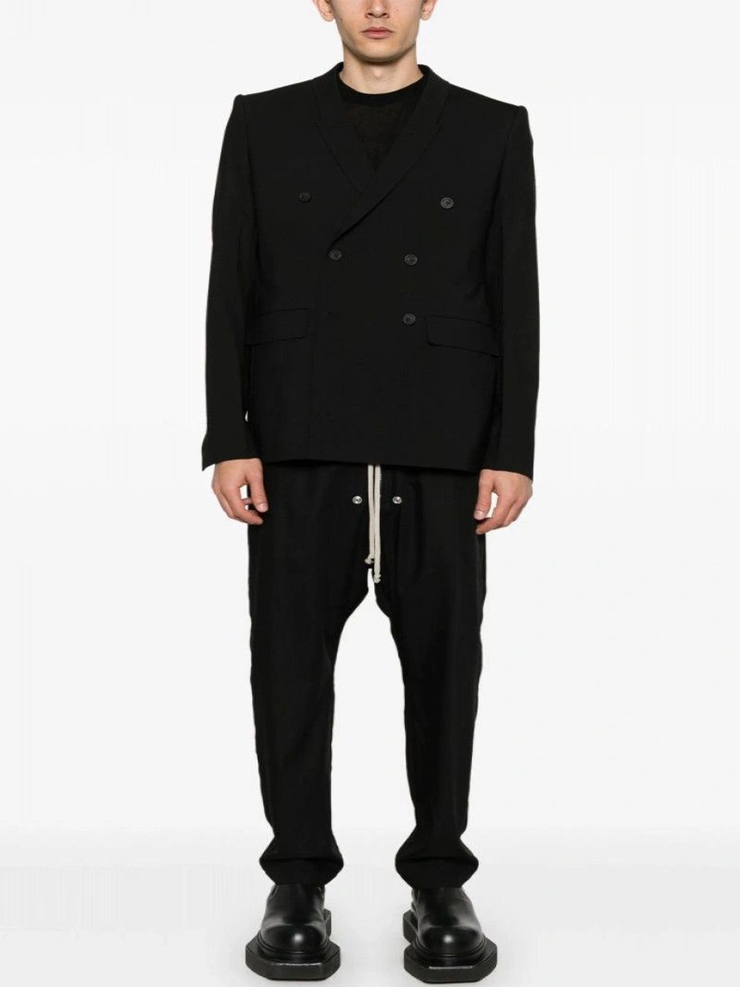 Rick Owens Black Double-Breasted Blazer-picture-26