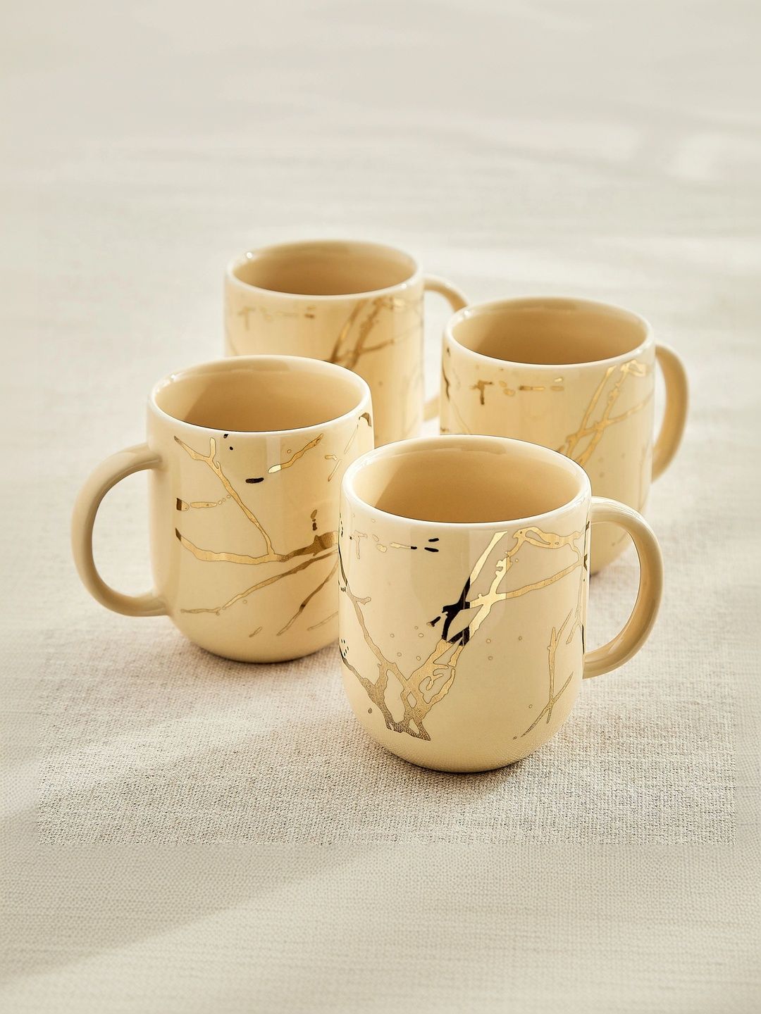 Home Centre Beige Printed Porcelain Glossy Mugs Set of Cups and Mugs-picture-13