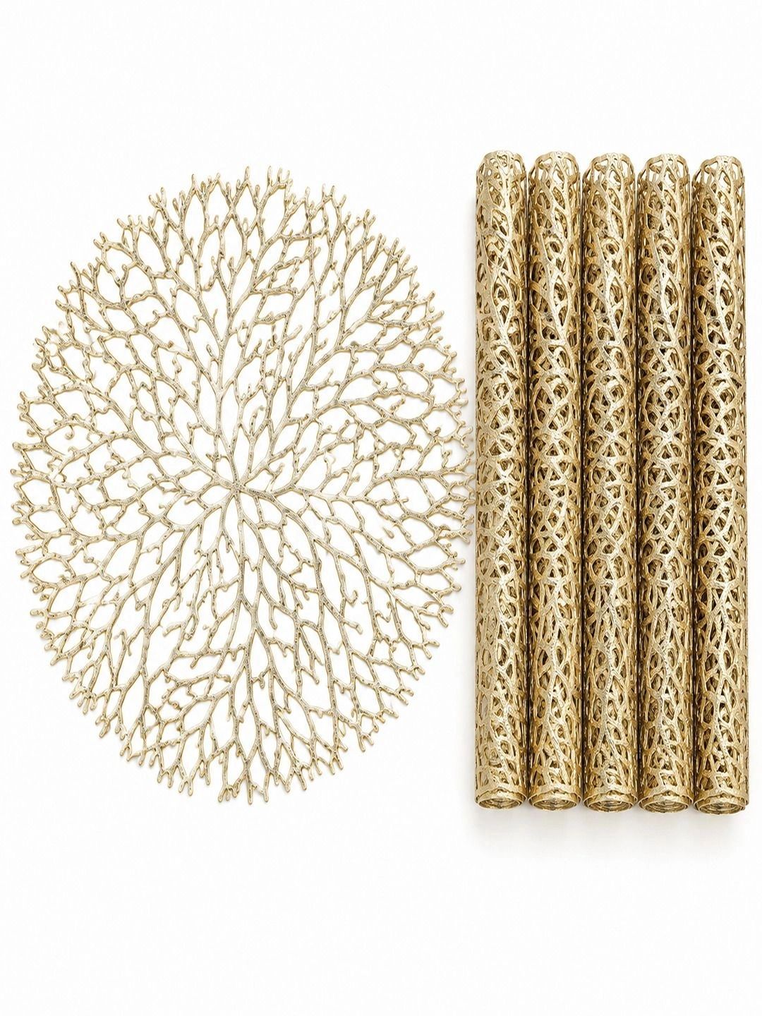Dakshya Industries 6 Pieces Beige Round Table Placemats-picture-14