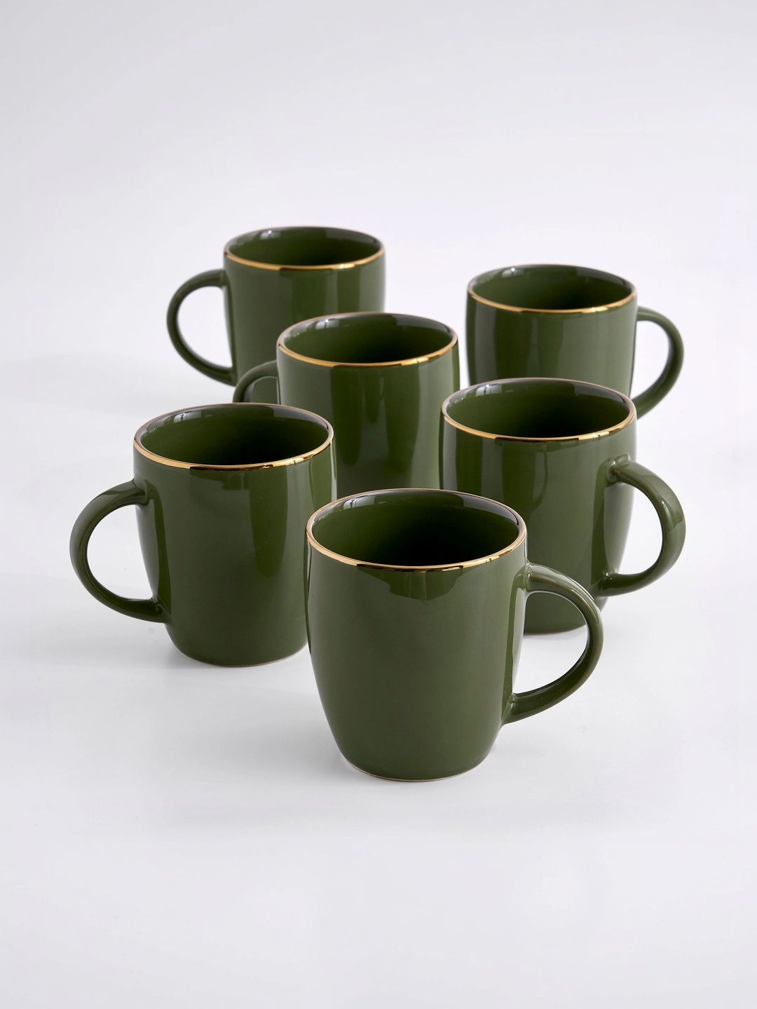 Home Centre Green Solid Porcelain Glossy Mugs Set of Cups and Mugs-picture-41