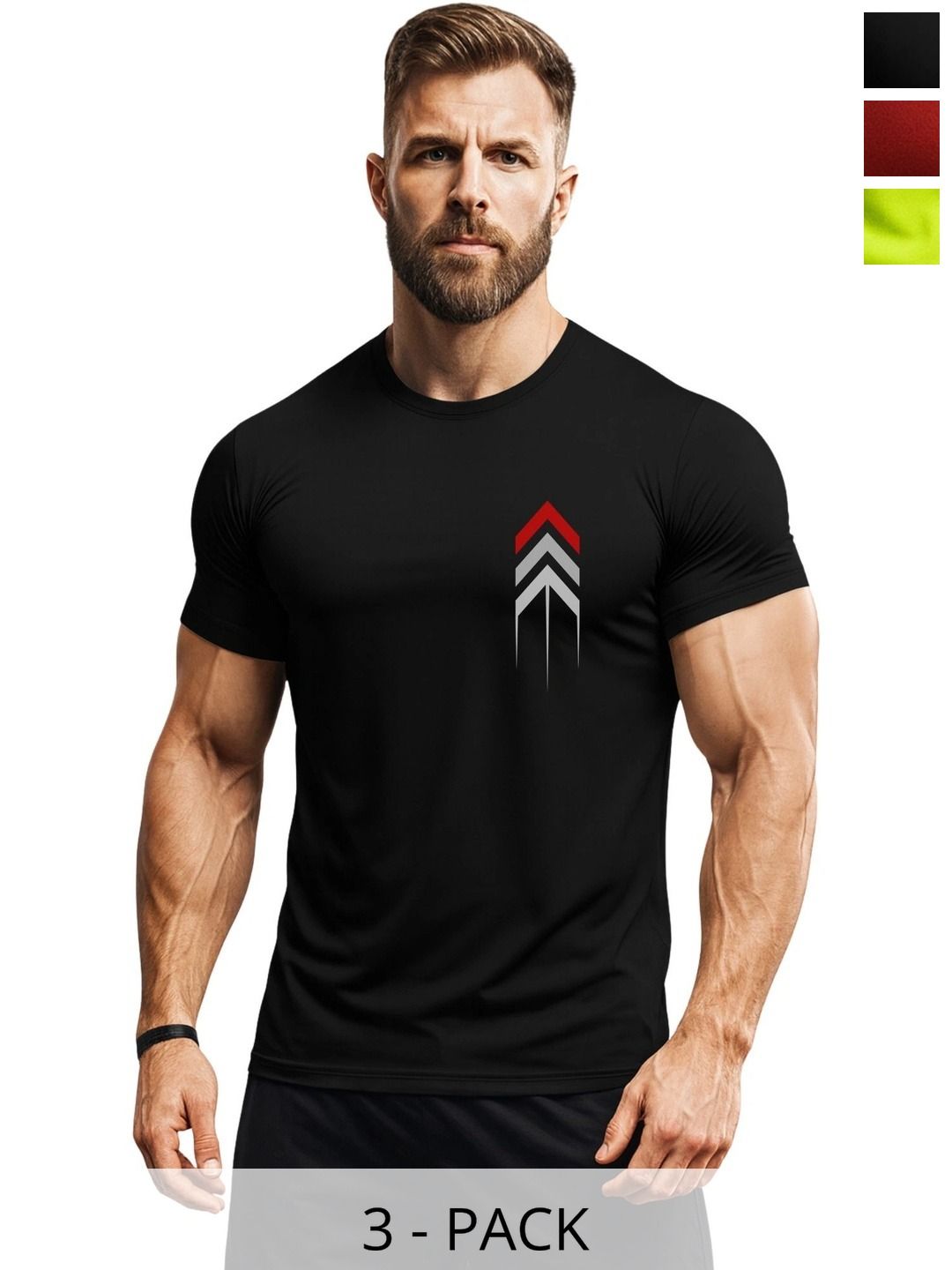 3Colors Men 3 Printed Moisture Wicking T-shirt-picture-25