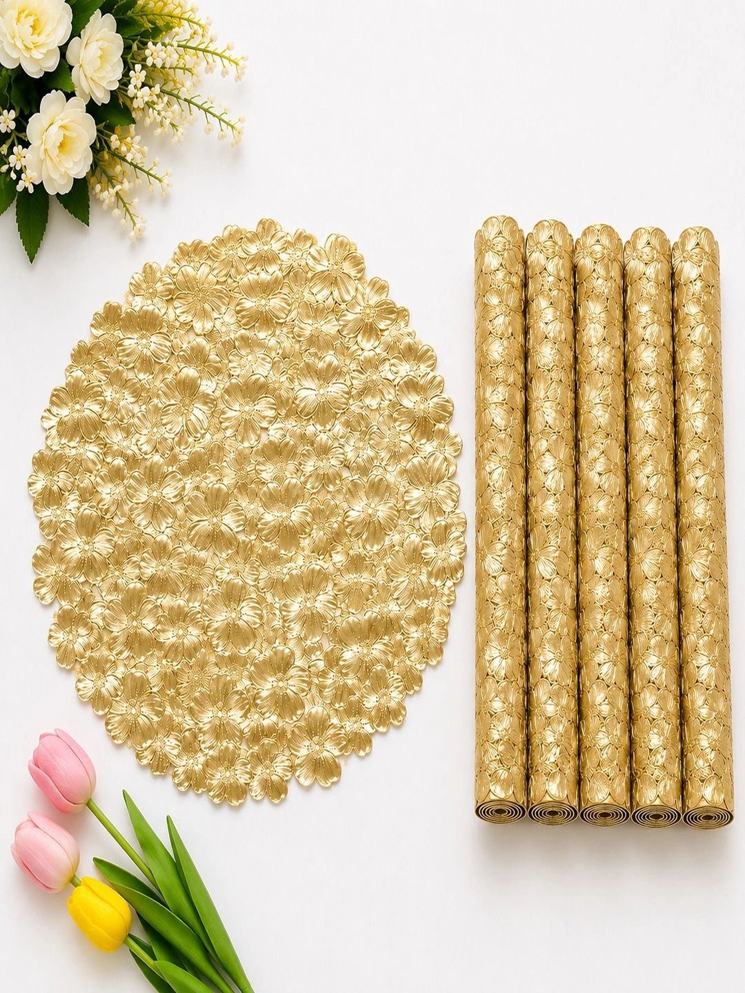 Dakshya Industries 6 Pieces Textured Round Table Placemats-picture-49