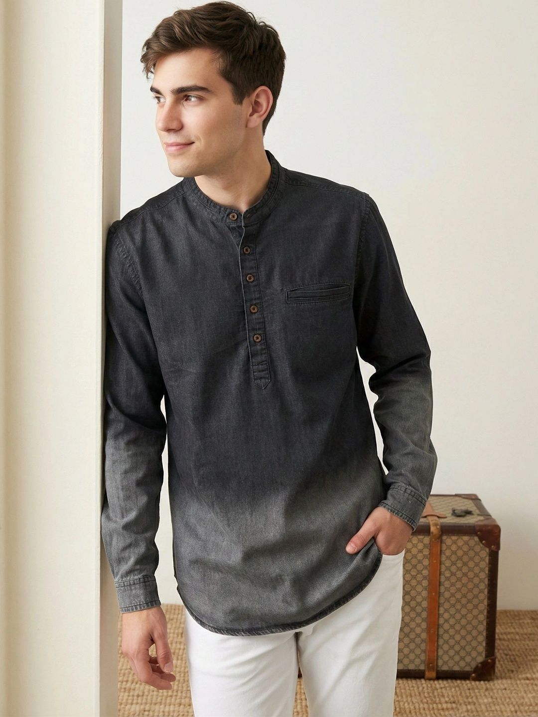 Kuons Men Dyed Denim Kurta-picture-11